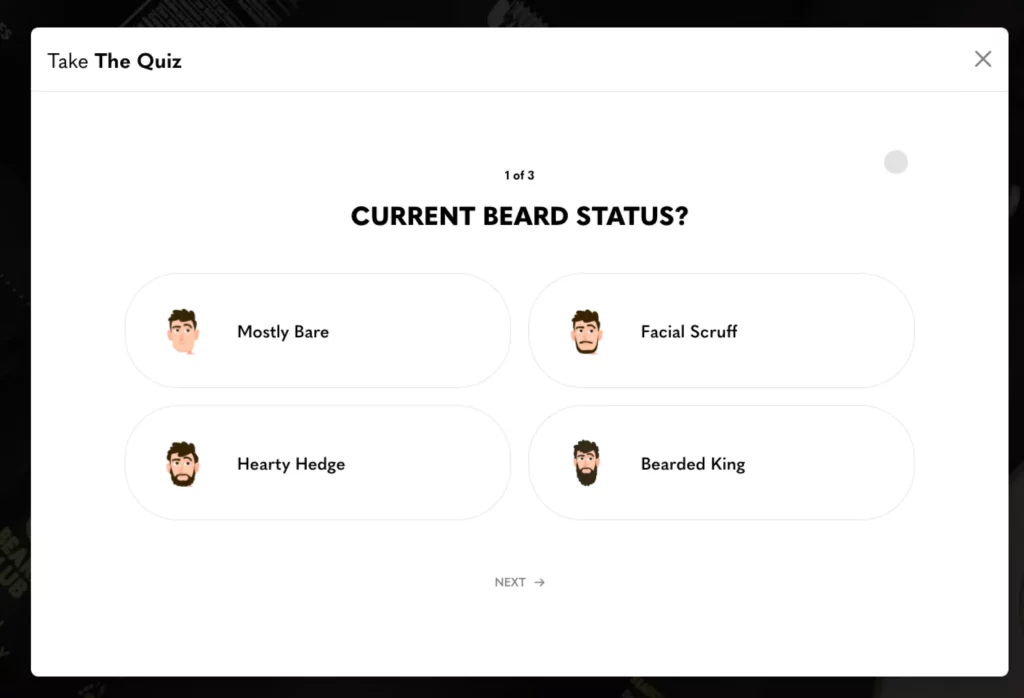 First question in BeardClubs quiz: "Current Beard Status?"