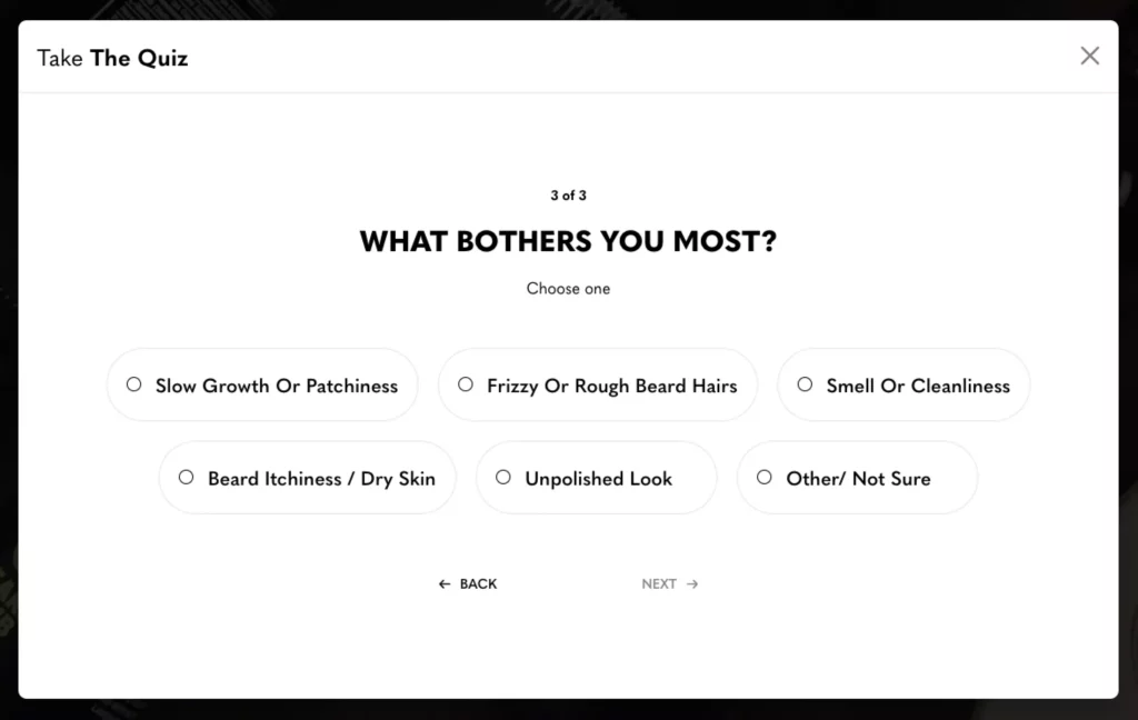 Third question in BeardClubs quiz: "What Bothers You Most?"