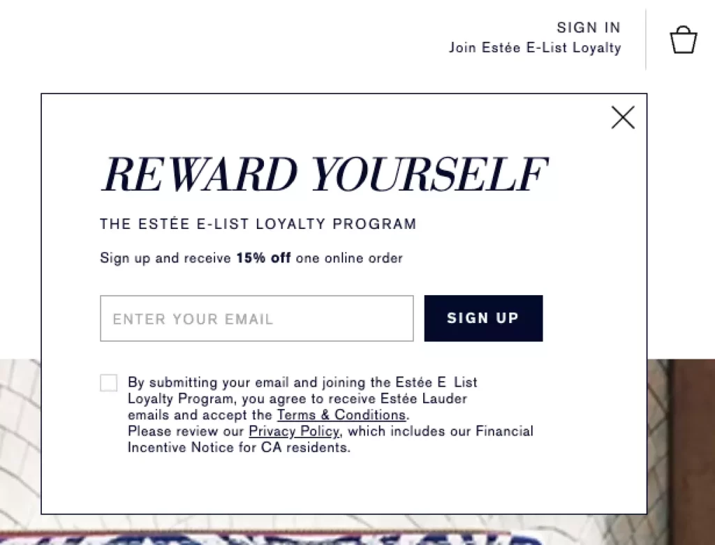 Estée Lauder drives new membership signups by offering a 15% discount on one online order