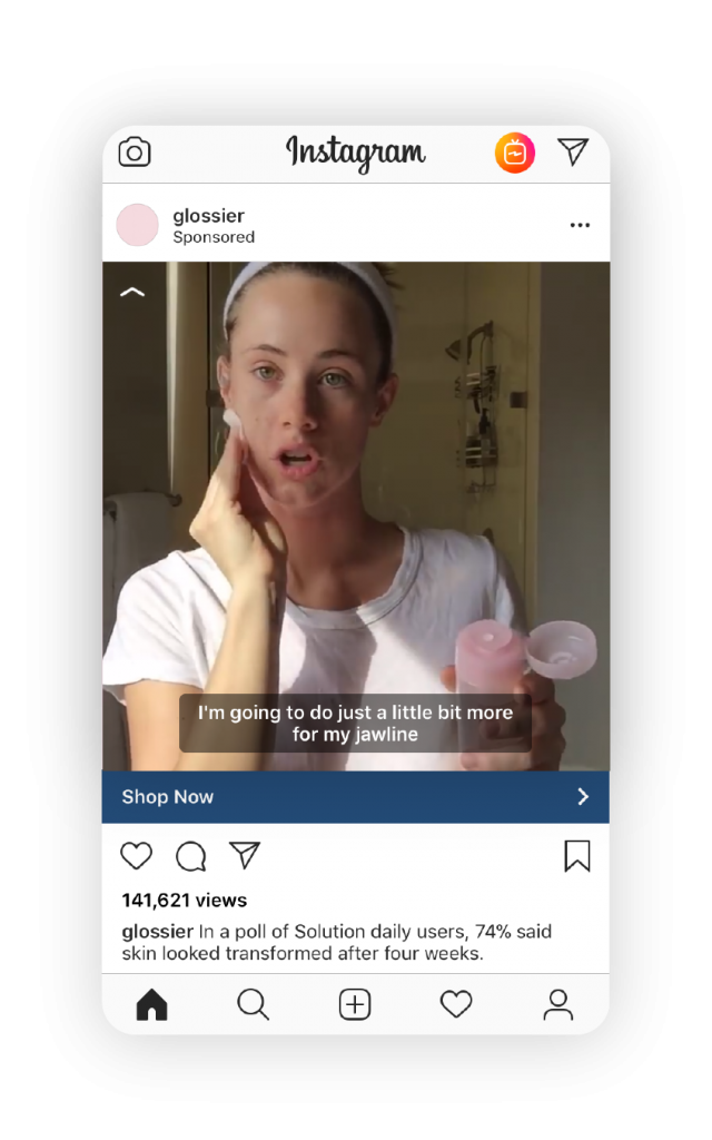 Glossier retargets customer with user stories