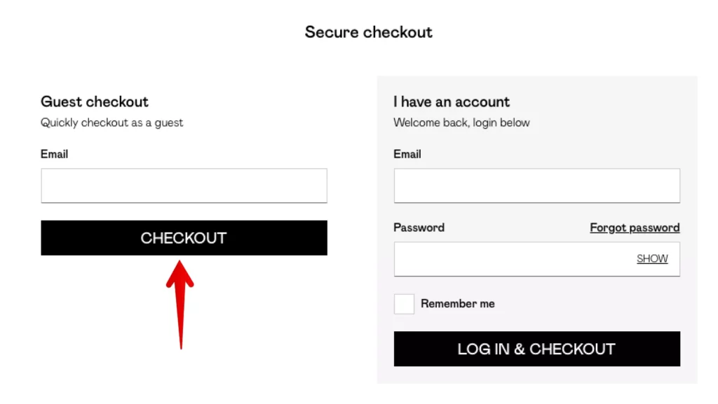 Sephoras guest checkout option