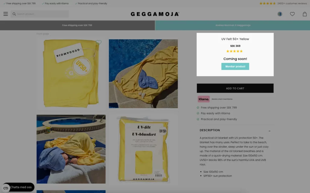 Geggamoja's Targeted Out-of-Stock Signup