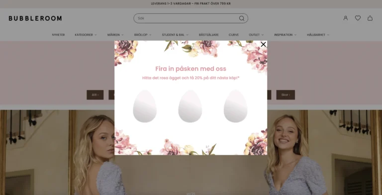 Bubbleroom gamification egg hunt popup using Triggerbee's popup software