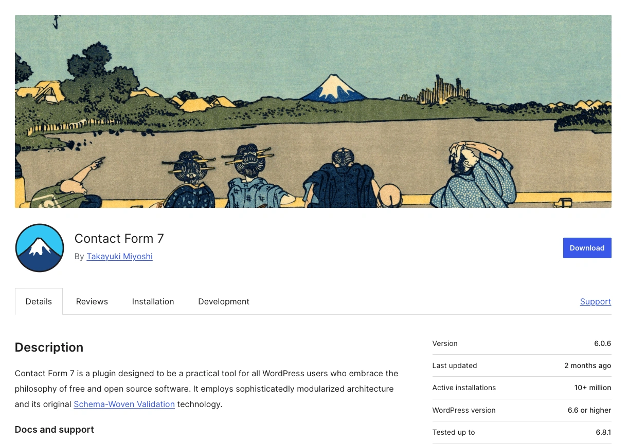 Contact form 7 wordpress plugin page