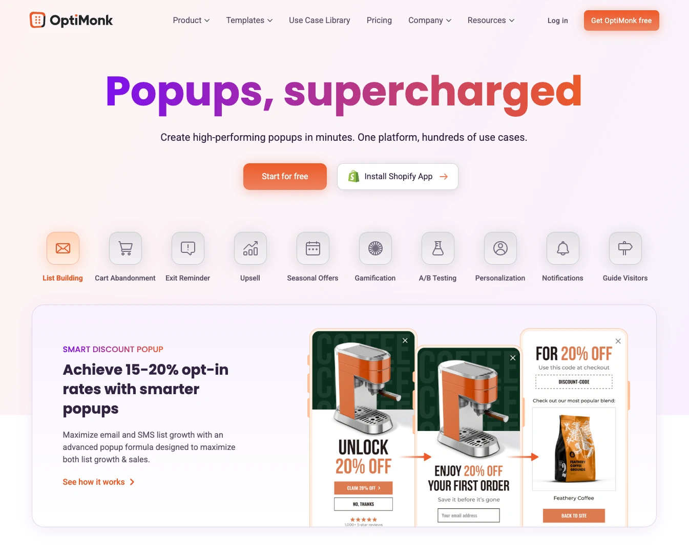 Optimonks homepage