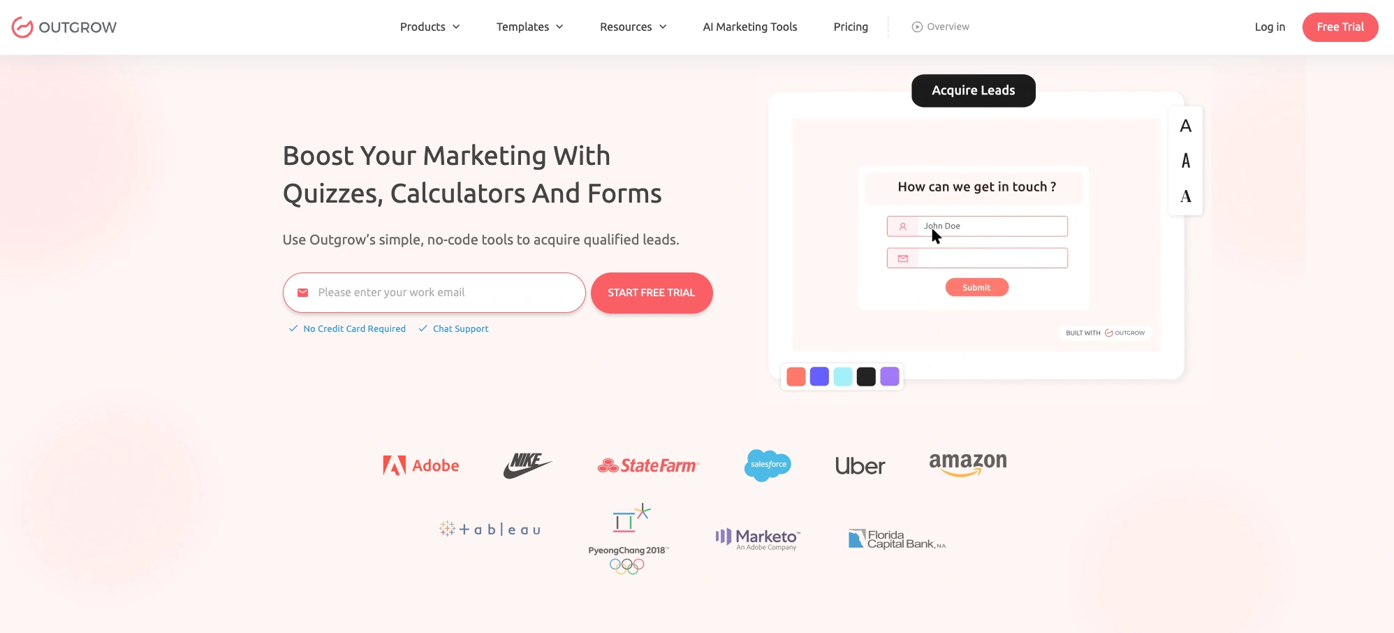 Outgrow homepage