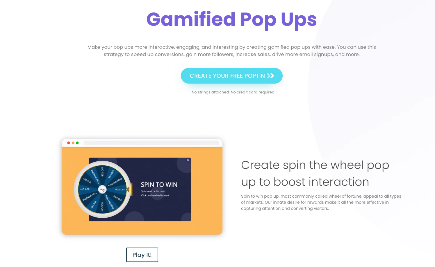 Poptin gamification feature