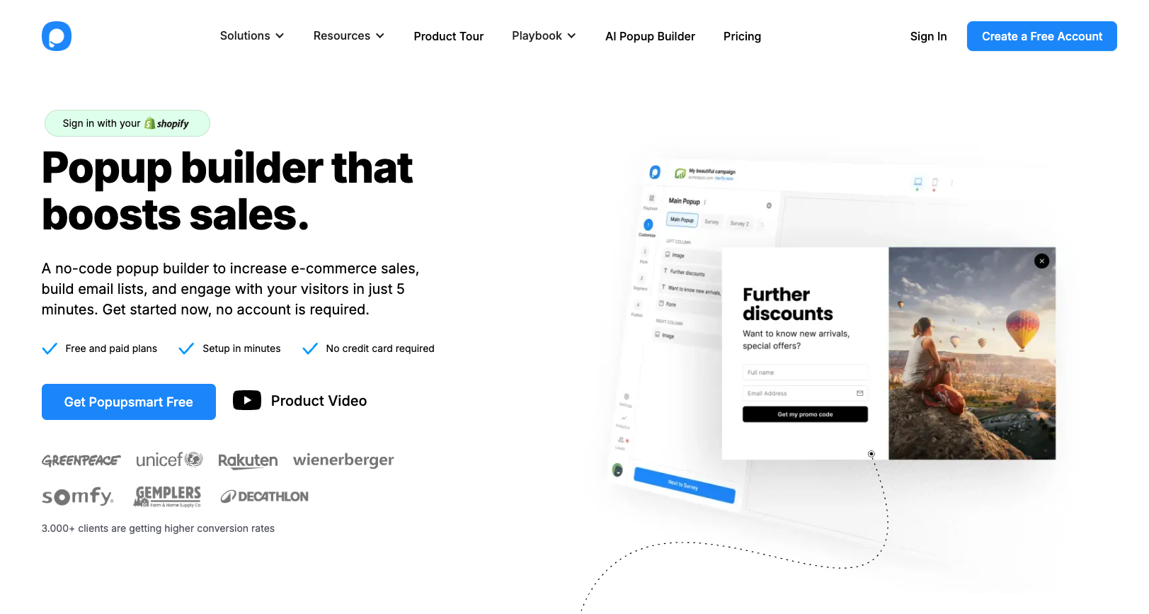 Popupsmart hompage