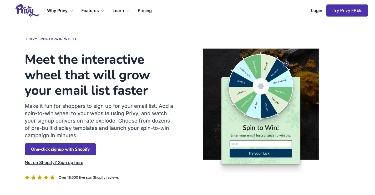 Privy gamification feature