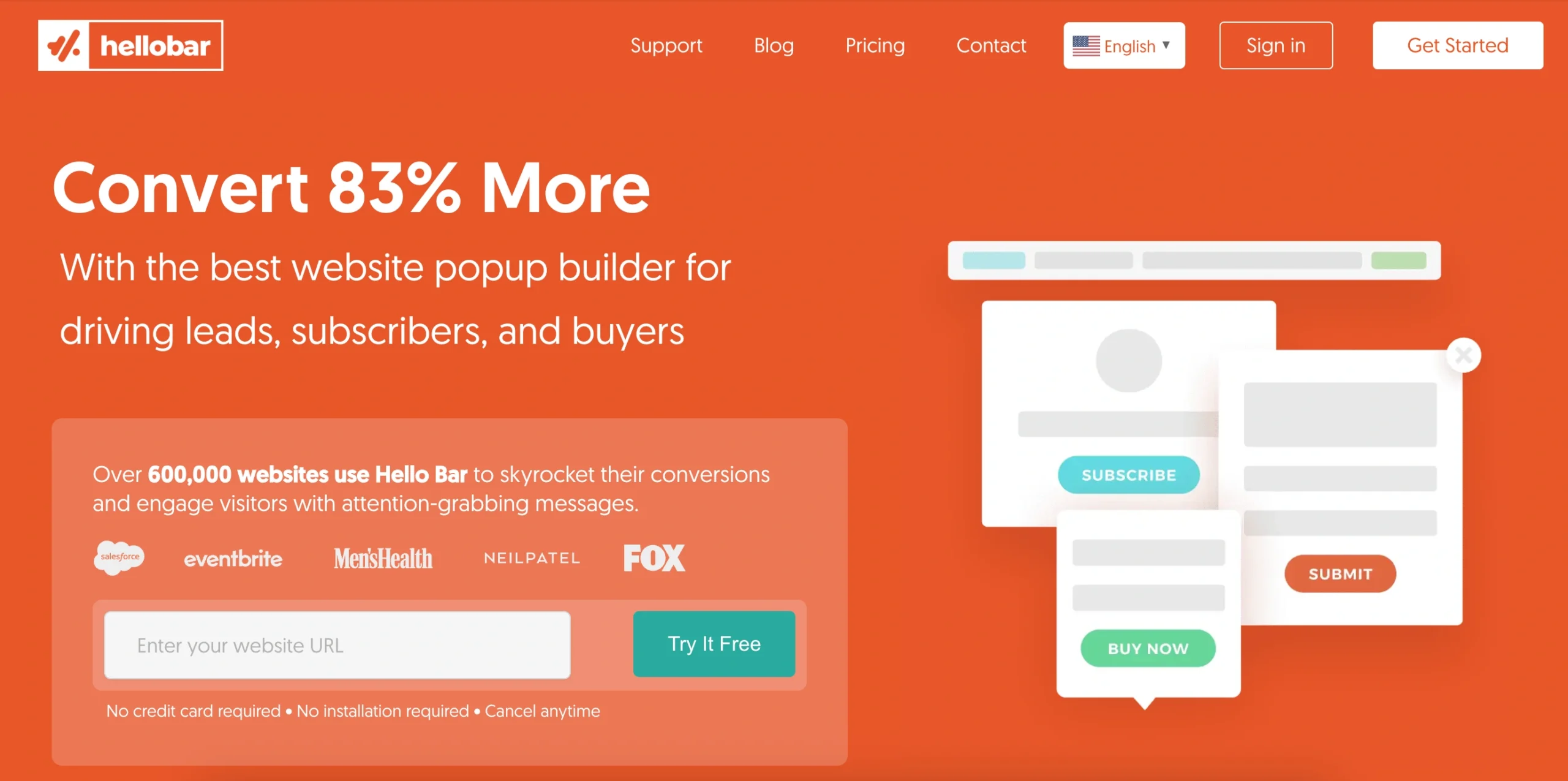 Hellobar homepage