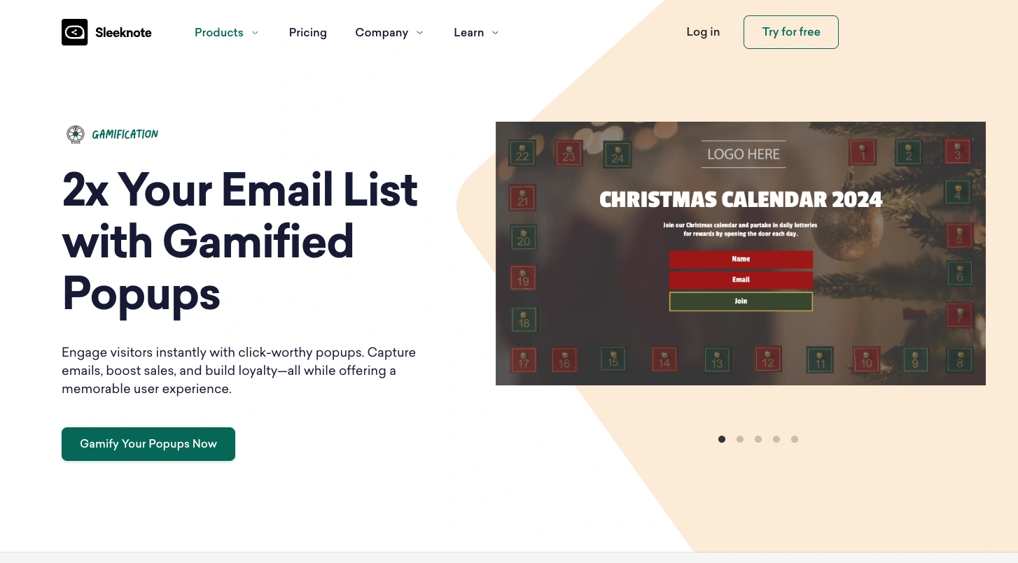Sleeknote gamification popup