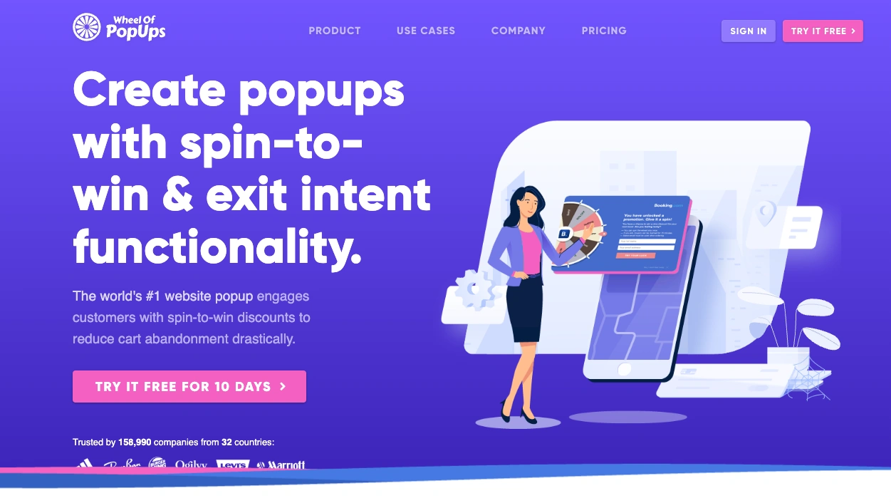 Wheel of popups homepage