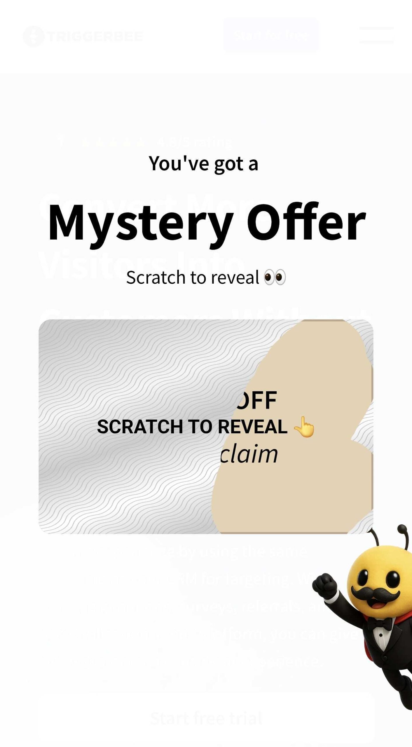 A full screen digital scratch card promotion from Triggerbee